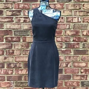 J. CREW (SZ 6) BLACK SILK, ONE SHOULDER DRESS